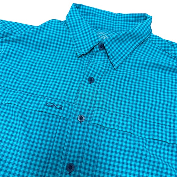 GameGuard Outdoors Other - GameGuard Outdoors Mens 4X Turquoise Gingham Short Sleeve Fishing Shirt 1041